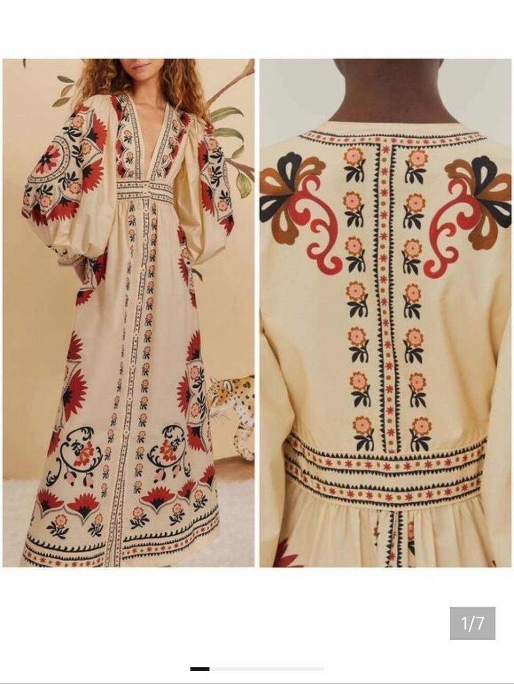 Farm Rio Cream Cashew Mandala Maxi Dress New With Tags - Picture 3 of 5